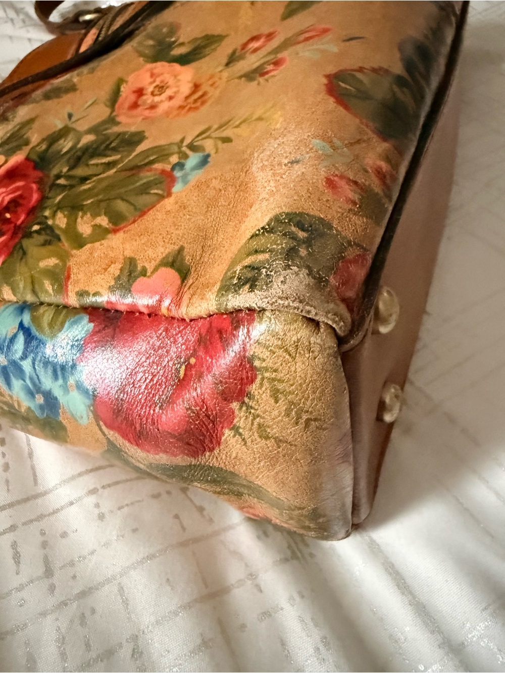 Patricia Nash Poppy Tote Floral Leather Shoulder Bag Brown and Multicolor - Picture 6 of 10